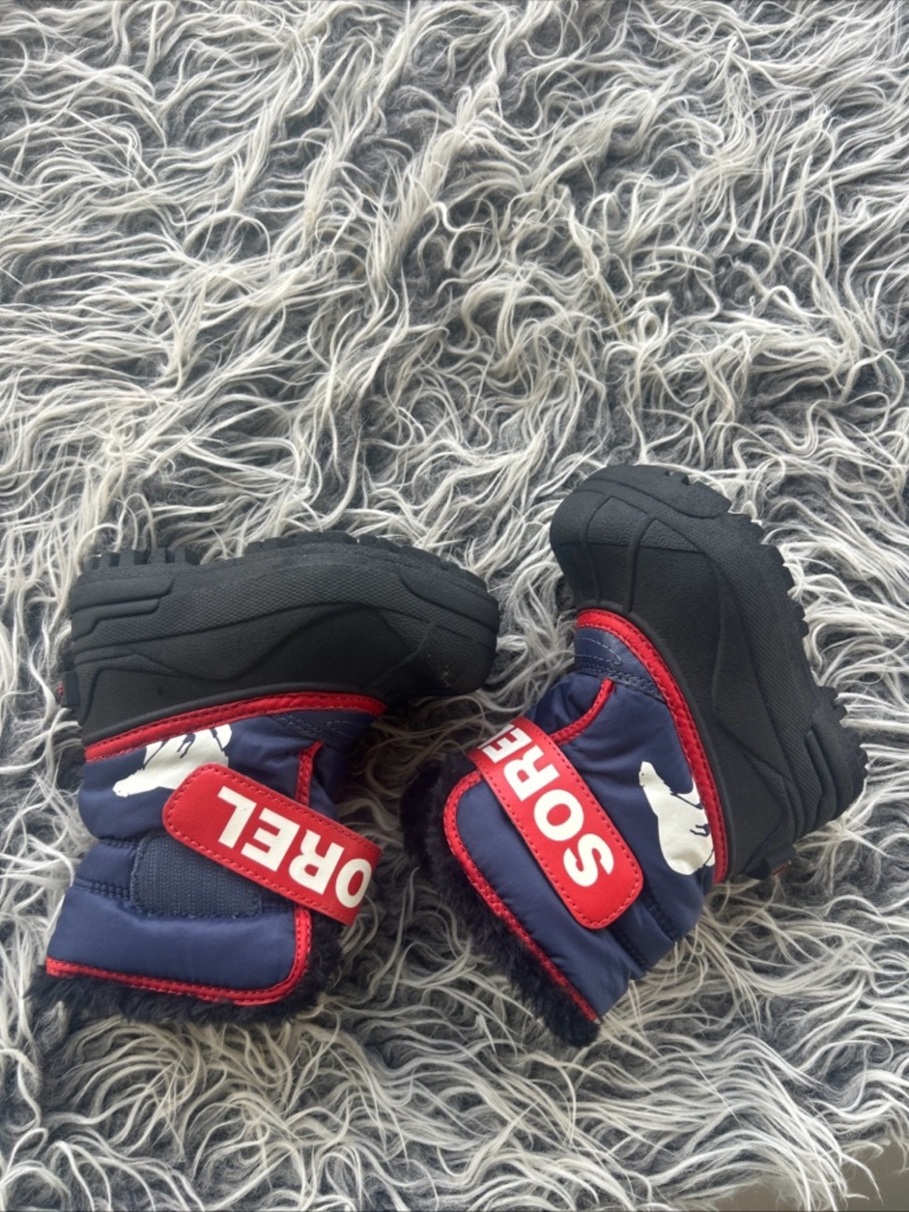 Sorel Commander Snow Boots Black/Blue Red Kids Size 7.